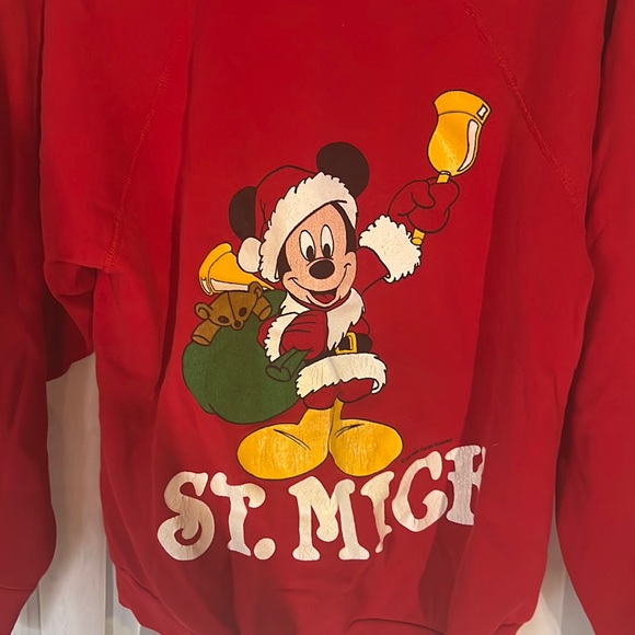 VINTAGE ARTEX DISNEY ST. MICKEY HOLIDAY SWEATSHIRT UNISEX LARGE MADE IN USA - Picture 2 of 10